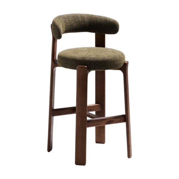 Hoker w kolorze zielono-ciemnonaturalnym z litego drewna jesionowego (wysokość siedziska 75 cm) Granite – Kave Home