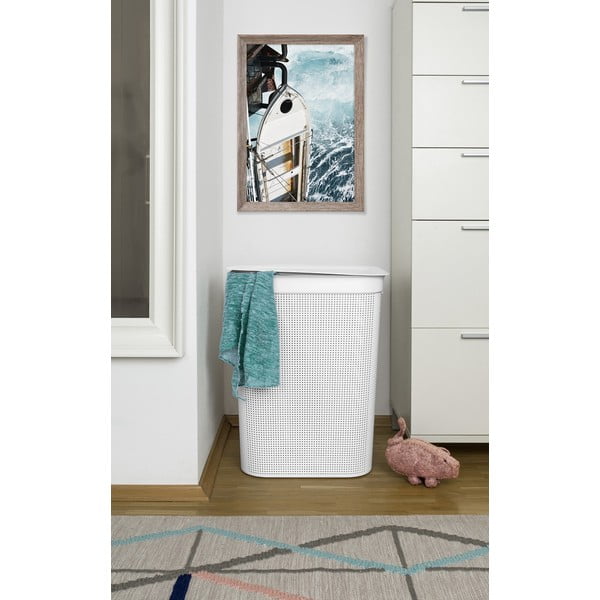 Biały plastikowy kosz na pranie 50 l Brisen – Rotho-image-1