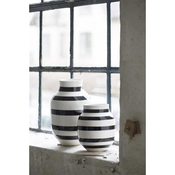 Czarno-biały kamionkowy wazon Kähler Design Omaggio, wys. 30,5 cm-image-2