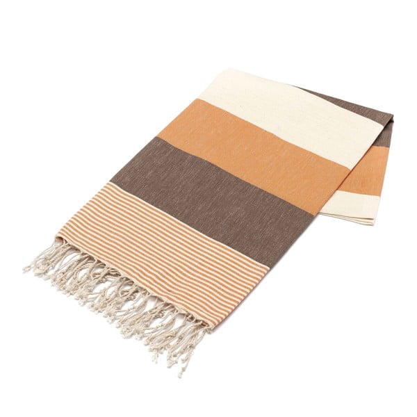 Ręcznik hammam American Stripes Brown & Orange, 100x180 cm