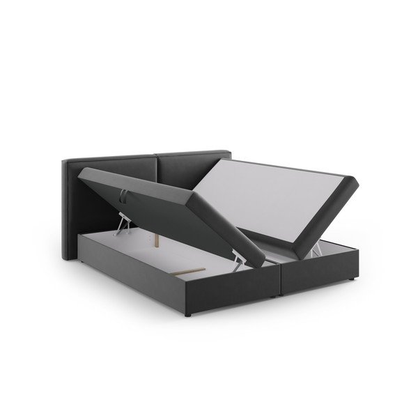 Ciemnoszare łóżko boxspring ze schowkiem 180x200 cm Arendal – Cosmopolitan Design-image-3