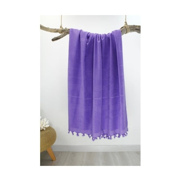 Fioletowy ręcznik plażowy Hammam Beach Style, 90x180 cm