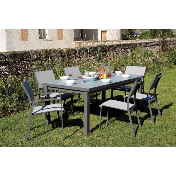 Szare metalowe krzesła ogrodowe zestaw 4 szt. Mistral – Ezeis-image-1