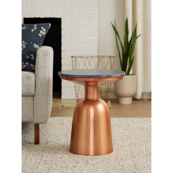 Okrągły stolik z marmurowym blatem ø 48 cm Amira – Premier Housewares-image-1