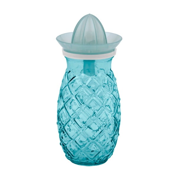 Niebieska szklanka ze szkła z recyklingu z wyciskarką cytrusów Ego Dekor Ananas, 0,7 l