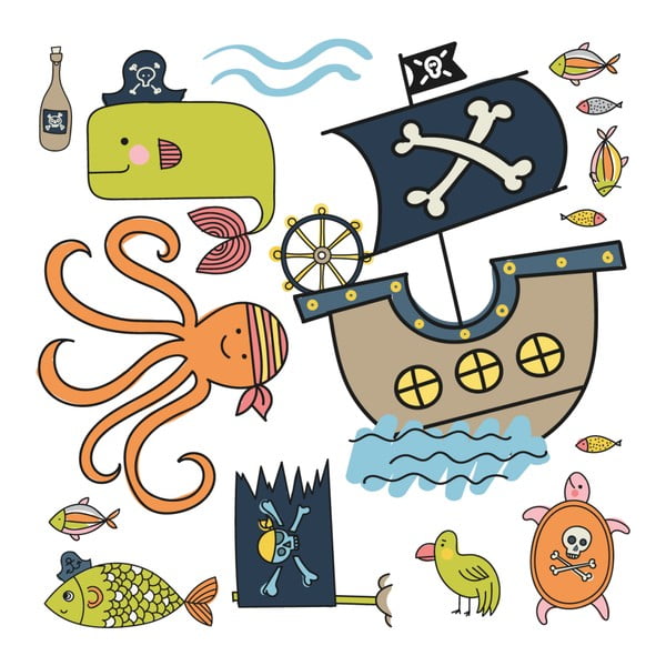 Zestaw naklejek dziecięcych Ambiance Pirates and Octopus Ship