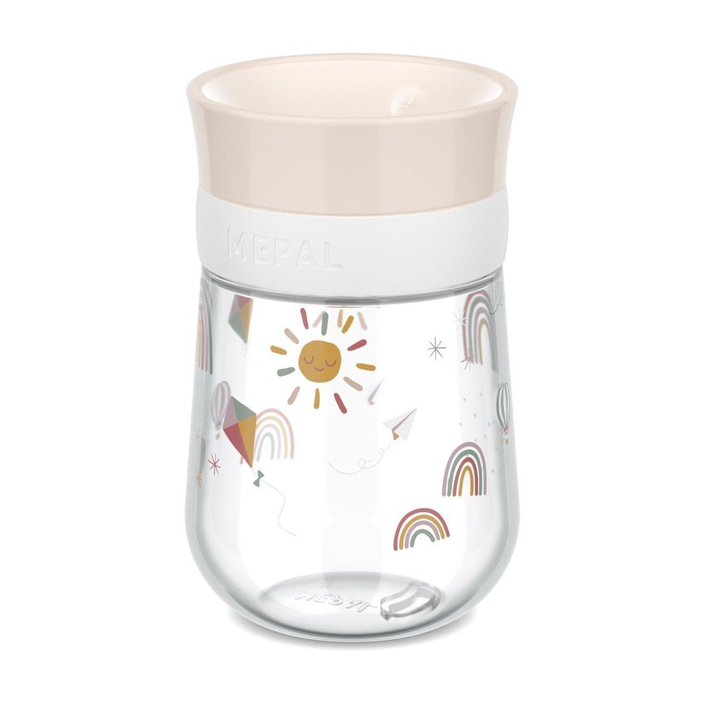 Beżowy plastikowy kubek dla dzieci 300 ml Sunshine & Rainbow – Mepal
