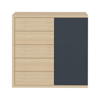 Czarna niska szafa w dekorze dębu 113x113 cm Hugo – TemaHome