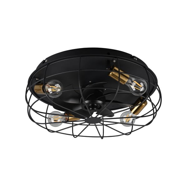 Lampa sufitowa ze zdalnym sterowaniem/z wentylatorem w kolorze matowej czerni Trondheim – Trio