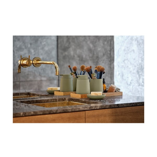 Zielony kamionkowy kubek na szczoteczki do zębów Nova One − Zone-image-1