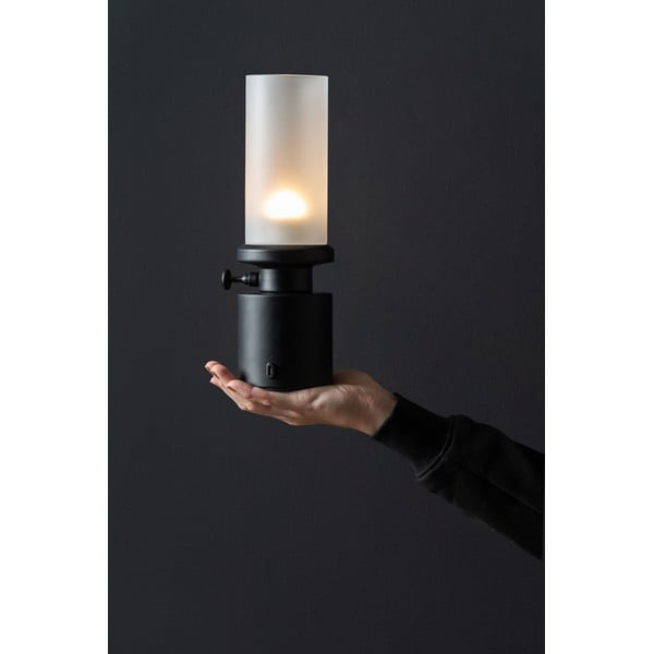 Czarna lampa stołowa LED ze ściemniaczem i metalowo-szklanym kloszem (wysokość 29,5 cm) Camp – Leitmotiv-image-1