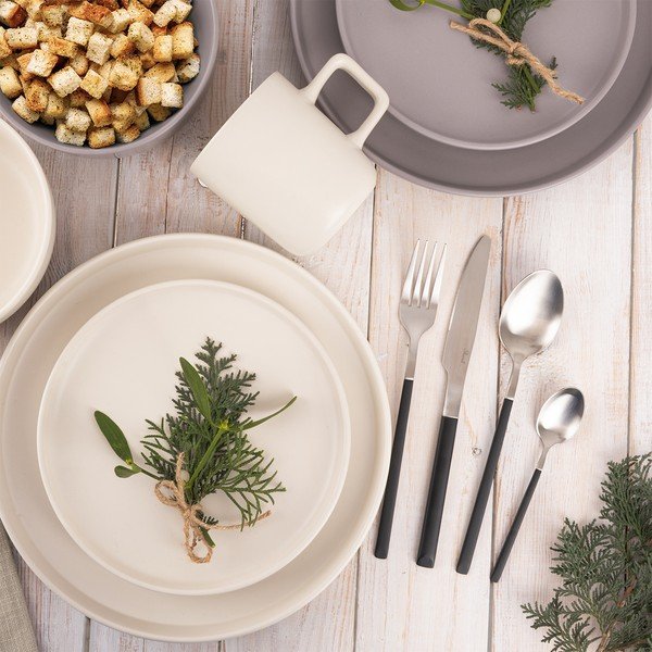 Sztućce ze stali nierdzewnej w czarno-srebrnym kolorze 24 szt. Skandi – Orion-image-1