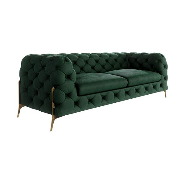Ciemnozielona aksamitna sofa 225 cm Chelsea Bis – Ropez-image-2