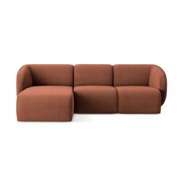 Narożnik z tkaniny szenilowej (lewostronny/z szezlongiem) w kolorze terakoty Lani – Makamii