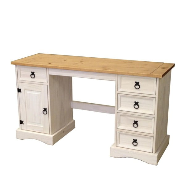 Białe biurko z drewna sosnowego SOB Mexiko