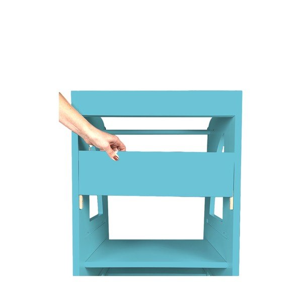 Turkusowy przedni ogranicznik do pomocnika kuchennego Montessori – Rocket Baby