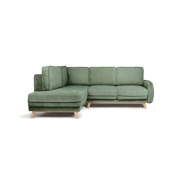 Jasnozielony sztruksowy rozkładany narożnik (lewostronny) Tori – Bonami Selection