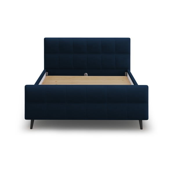Ciemnoniebieskie tapicerowane łóżko dwuosobowe ze stelażem 160x200 cm Gigi – Micadoni Home-image-1