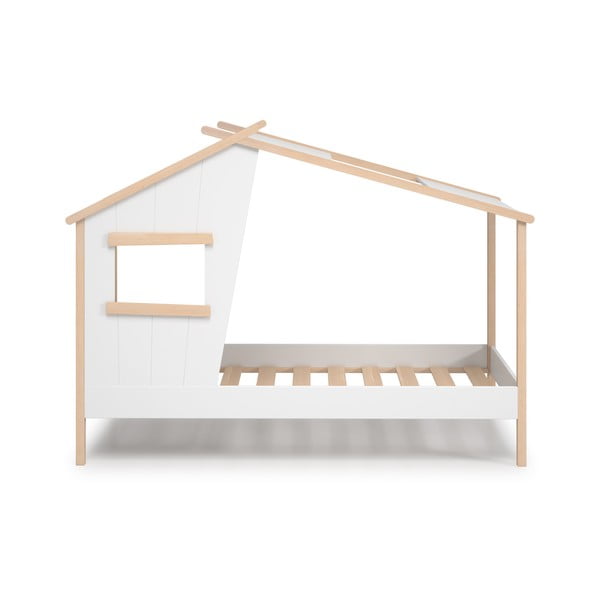 Białe łóżko dziecięce z litego drewna sosnowego w kształcie domku 90x190 cm Luba – Marckeric