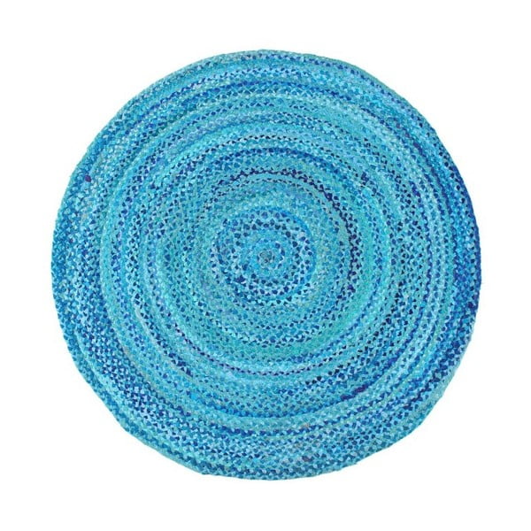 Niebieska okrągły dywan bawełniany Garida, ⌀ 120 cm