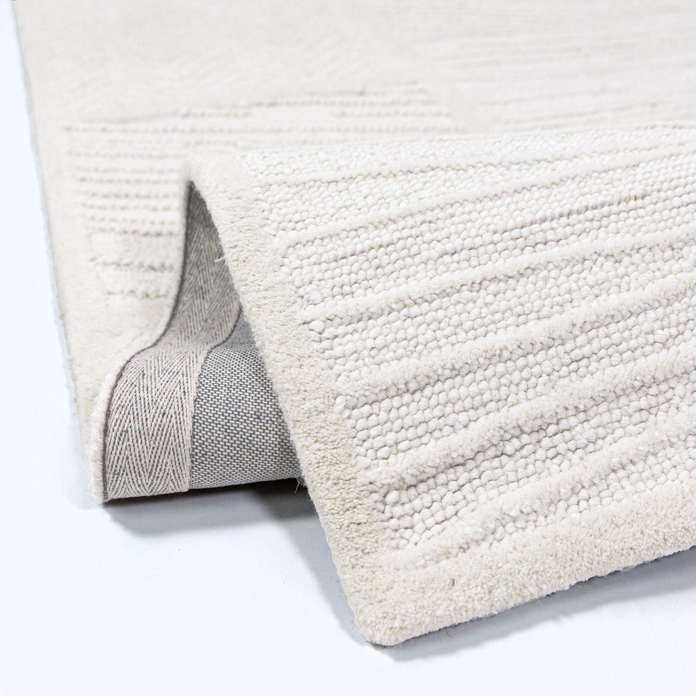 Biały chodnik z mieszanki wełny tkany ręcznie 80x230 cm Sculptured Blocks – Flair Rugs (zdjęcie 5)