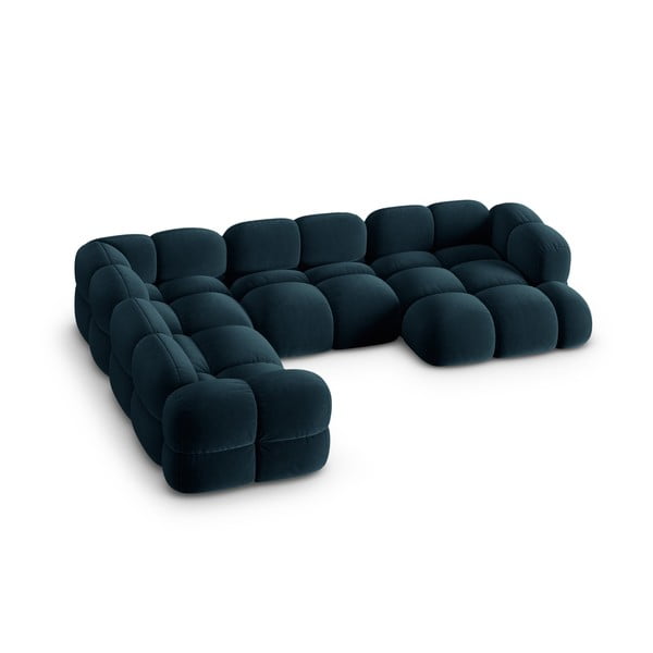 Ciemnoniebieski aksamitny narożnik (lewostronny/w kształcie litery U) Loretto – Cosmopolitan Design-image-2