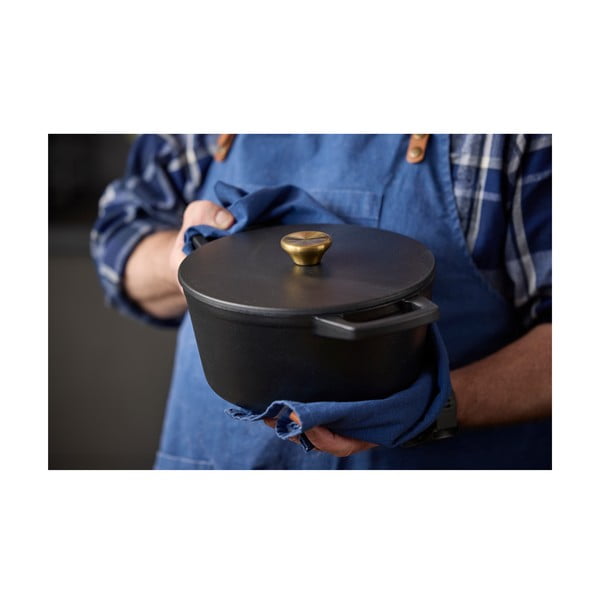 Garnek żeliwny z pokrywką odpowiedni na indukcję 3,6 l – Holm-image-1