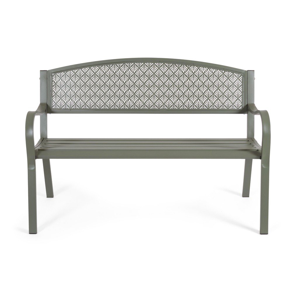 Metalowa ławka ogrodowa w kolorze khaki Lizette – Bizzotto