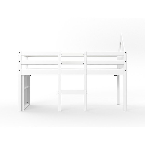 Białe podwyższane łóżko z drewna sosnowego w kształcie domku Flexa White, 70x160 cm-image-1