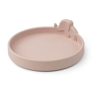 Różowy silikonowy talerz dla dzieci ø 16 cm Elphee – Done by Deer