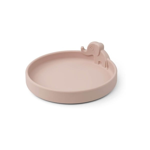 Różowy silikonowy talerz dla dzieci ø 16 cm Elphee – Done by Deer