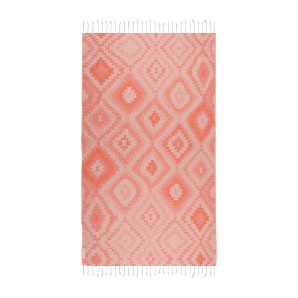 Pomarańczowy ręcznik hammam Begonville Vive, 180x95 cm