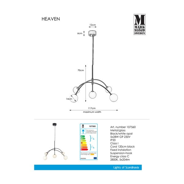 Czarna lampa wisząca Markslöjd Heaven, ø 117 cm-image-2