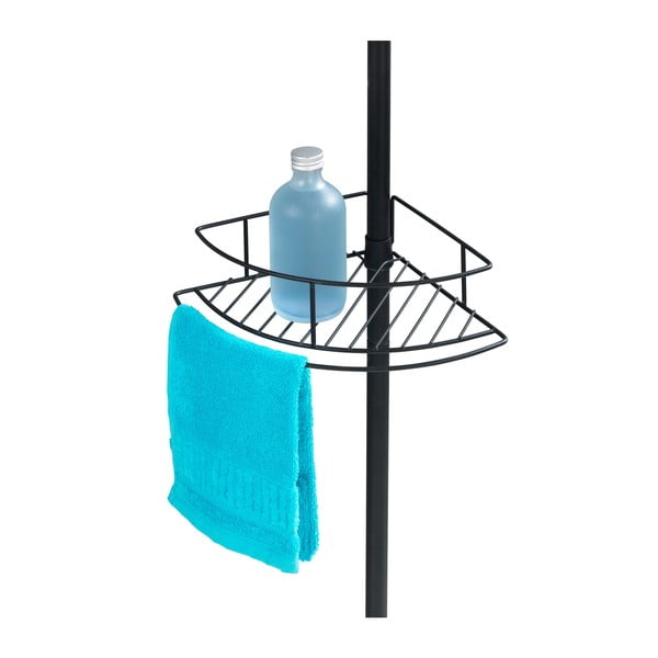 Czarna teleskopowa narożna półka pod prysznic Wenko Dolcedo, 23x31 cm-image-4