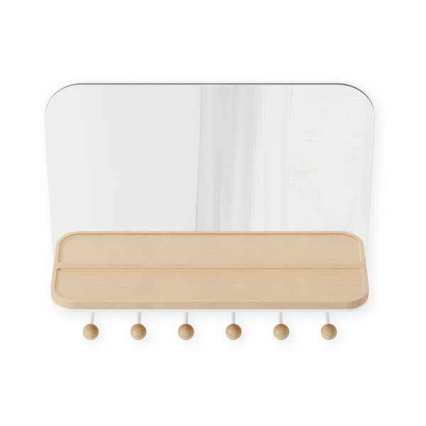 Biały wieszak ścienny z drewna bukowego z półką Estique – Umbra-image-4