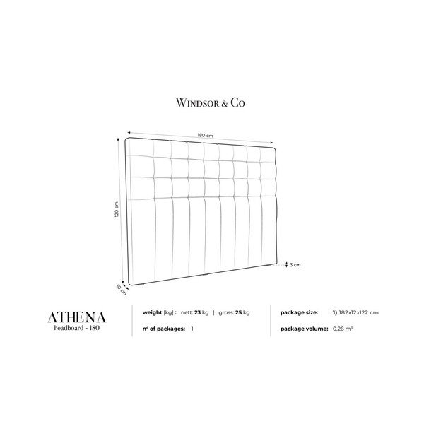 Ciemnoszary zagłówek z aksamitnym obiciem Windsor & Co Sofas Athena, 180x120 cm-image-4