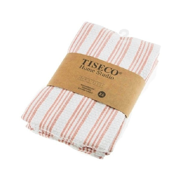 Komplet 4 różowych bawełnianych ścierek Tiseco Home Studio, 50x70 cm