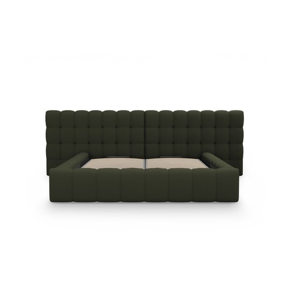 Zielone tapicerowane łóżko dwuosobowe ze schowkiem i stelażem 180x200 cm Mamaia – Micadoni Home-image-4