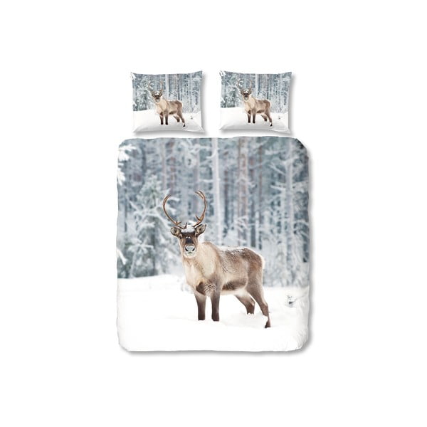 Szara pościel Muller Textiel Deer in Snow, 140x200 cm