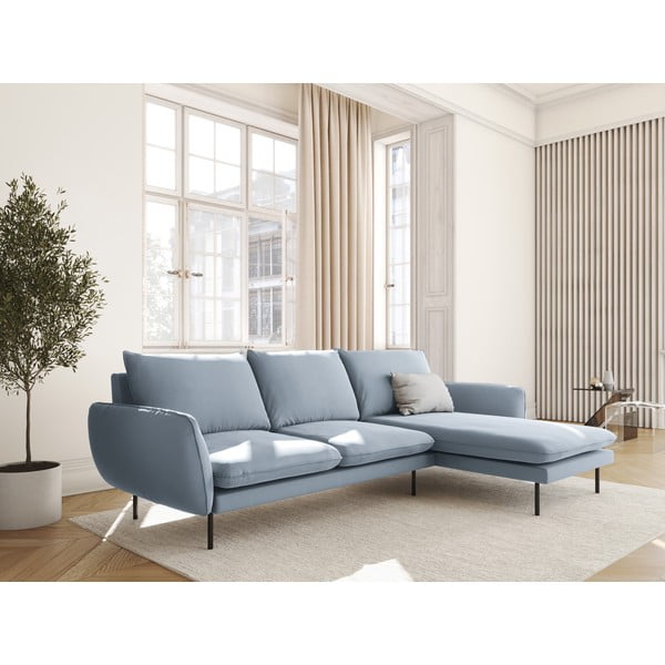 Jasnoniebieski aksamitny narożnik (prawostronny) Vienna – Cosmopolitan Design-image-1