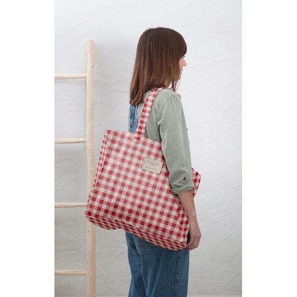 Torba materiałowa Really Nice Things Linen Bag Red Vichy-image-1