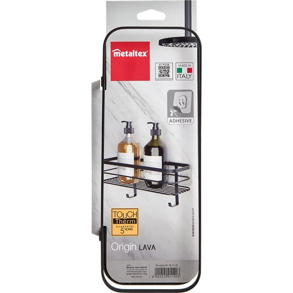 Czarna półka łazienkowa montowana na ścianie Origin - Metaltex-image-3