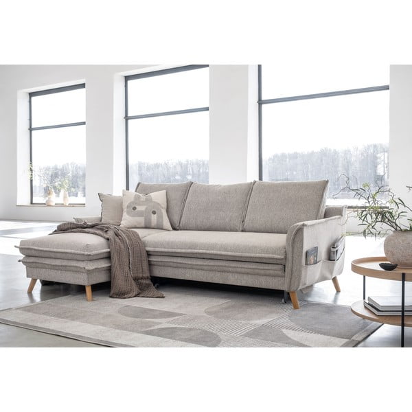 Szarobeżowy rozkładany/ze schowkiem narożnik (lewostronny/z szezlongiem) Charming Charlie – Miuform-image-3