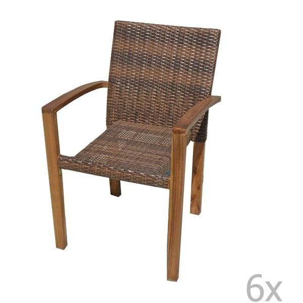 Zestaw 6 sztaplowanych krzeseł ogrodowych z konstrukcją z drewna akacjowego ADDU Topeka