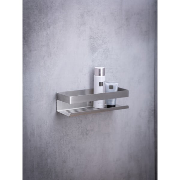 Srebrna samoprzylepna półka łazienkowa ze stali nierdzewnej w kolorze matowego srebra Genova – Wenko-image-3