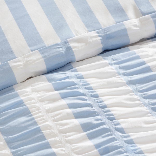 Niebieska pościel dwuosobowa 200x200 cm Seersucker Frill Stripe – Catherine Lansfield-image-3