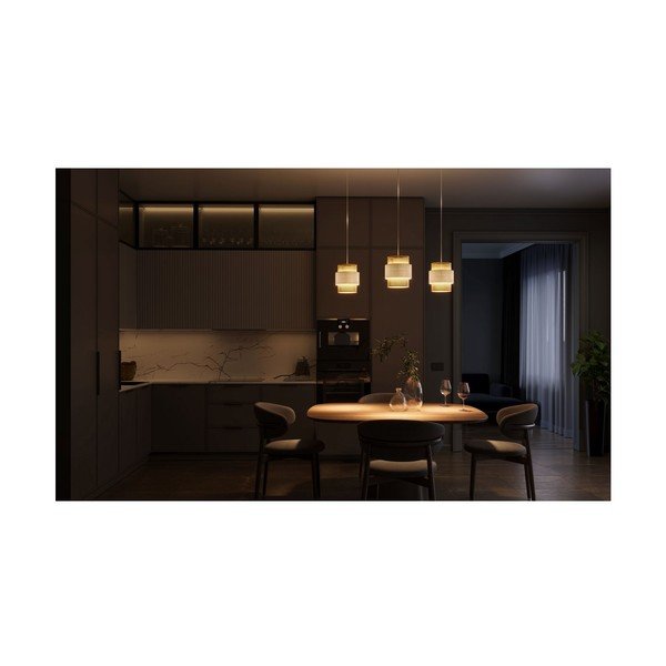 Lampa wisząca z rattanowo- tekstylnym kloszem Abra 2 – GTV-image-2