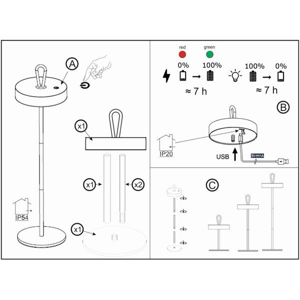 Czarna lampa stołowa LED (wysokość 47 cm) Dord – Fischer & Honsel-image-1