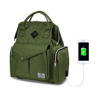 Zielony plecak dla mam z USB My Valice HAPPY MOM Baby Care Backpack