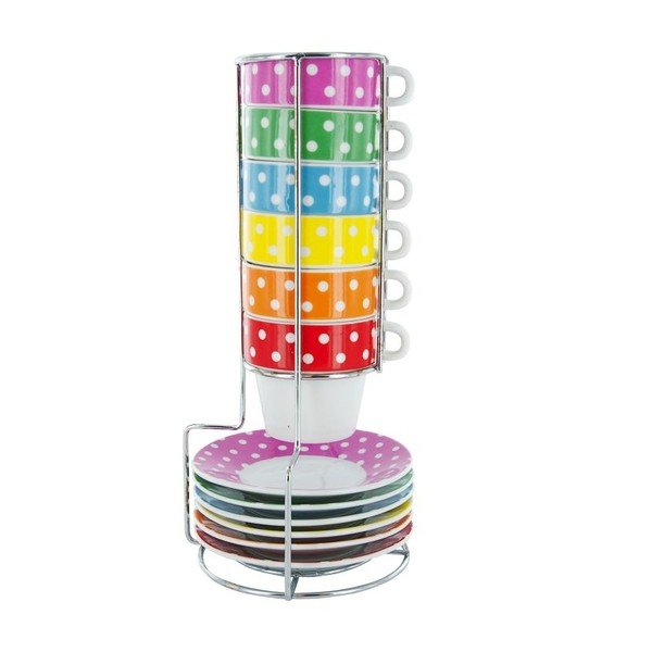 Zestaw 6 kubków na stojaku Espresso Mini Dots